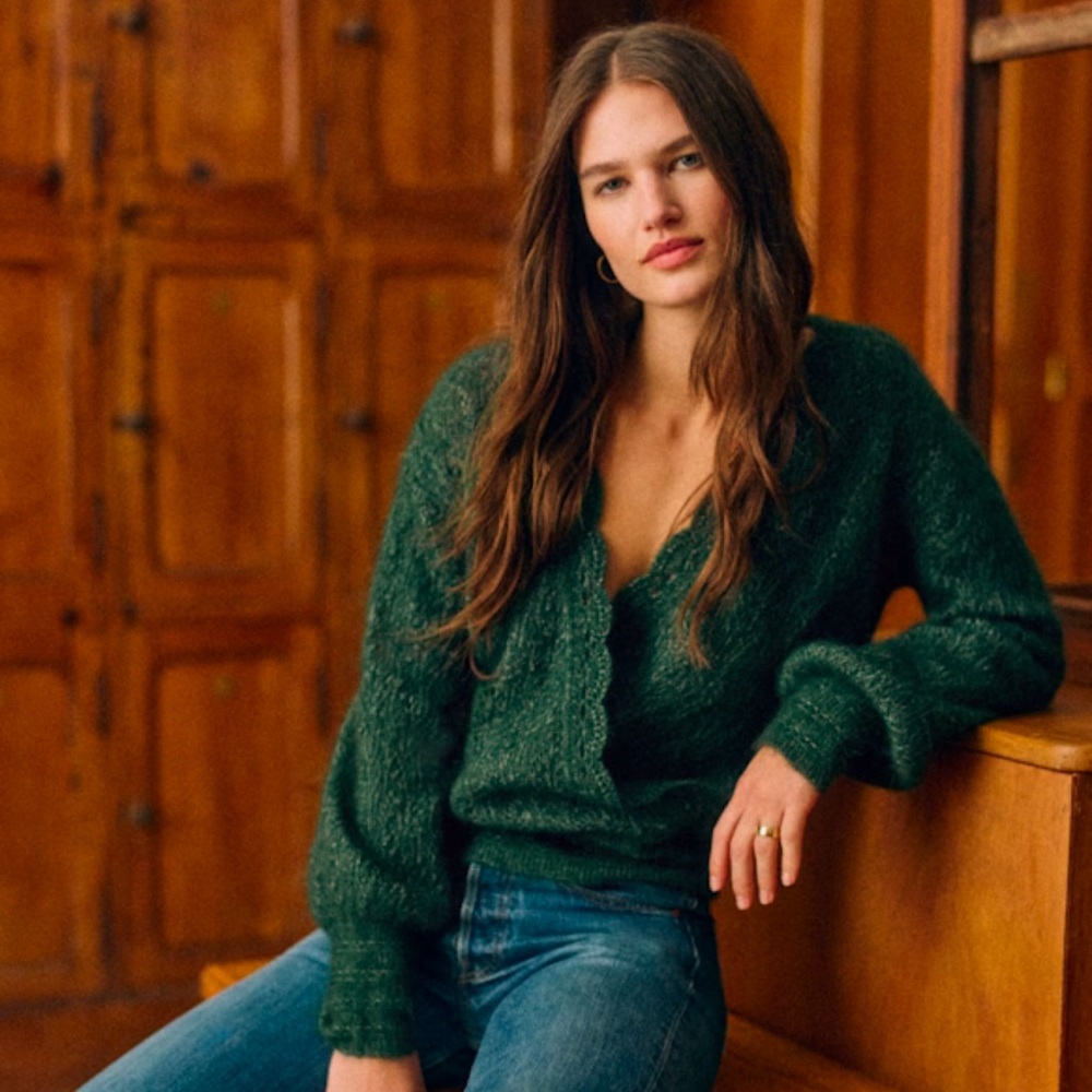 NWT - Sezane Nathalie Jumper in Bottle Green